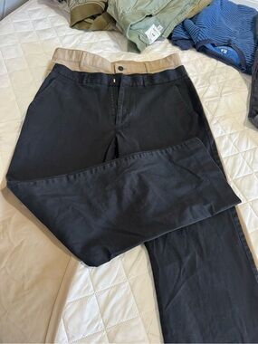 Perry Ellis Black Chinos with Tan Waistband